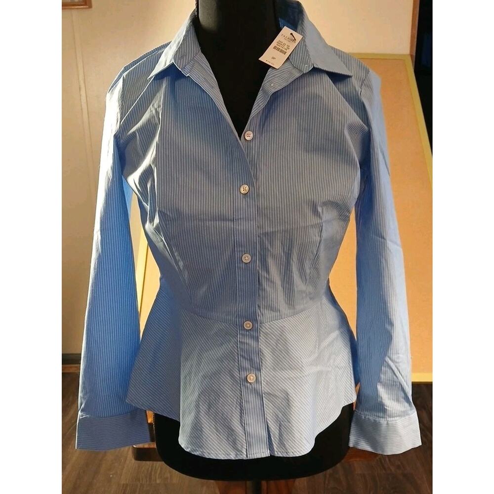 Talbots Size 0 Petite Long Sleeve NWT Blue Strips